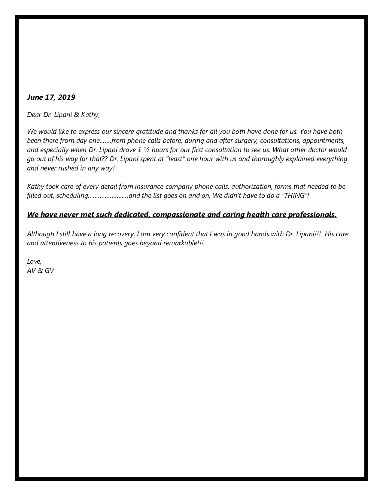 Letter To Patient Regarding Treatment