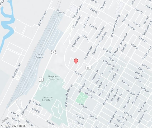 Location Map: 6307 John F. Kennedy Blvd North Bergen, New Jersey 07047